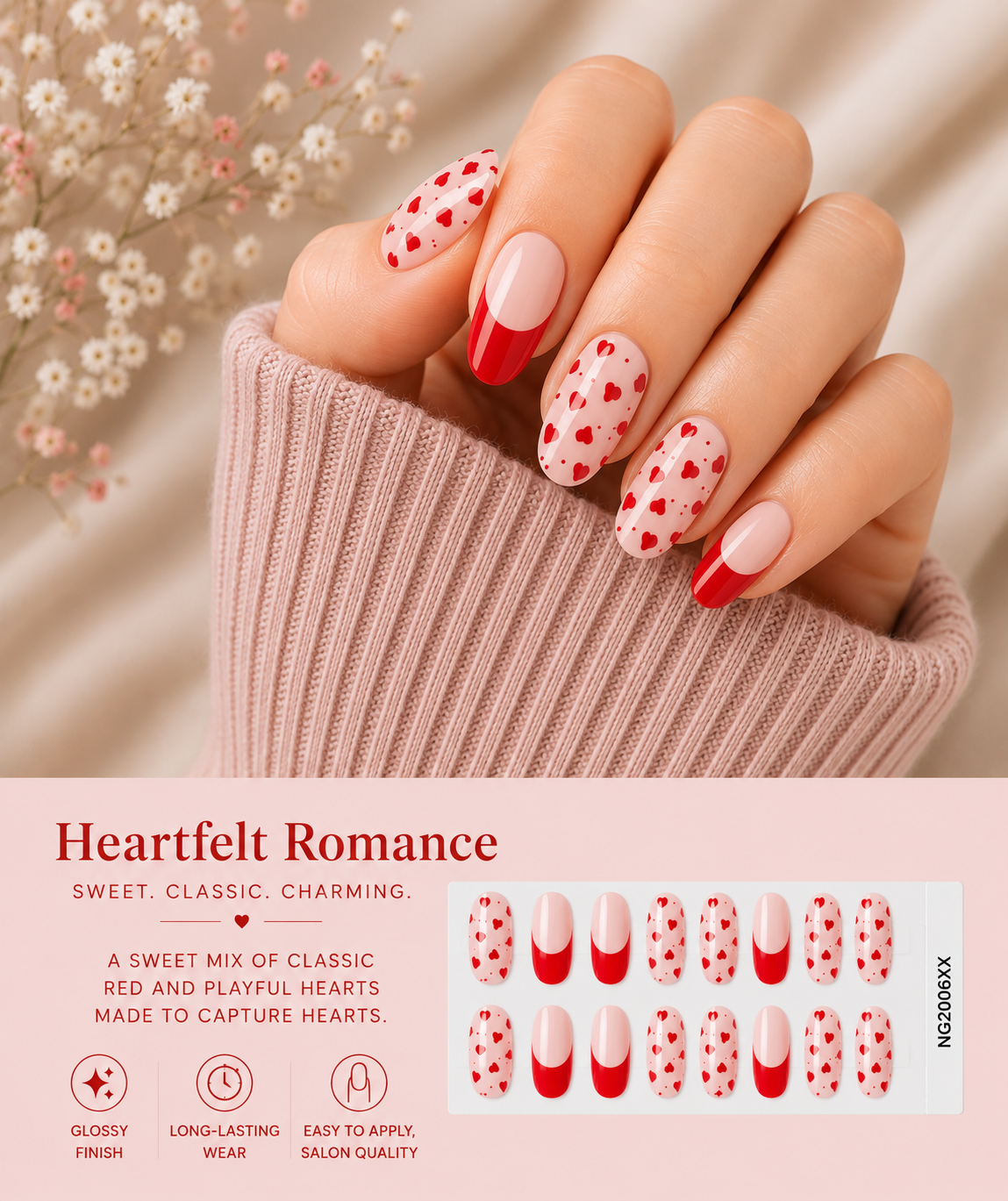 Sorelle Nails – Heartfelt Romance Semi Cured Gel Nail Wraps