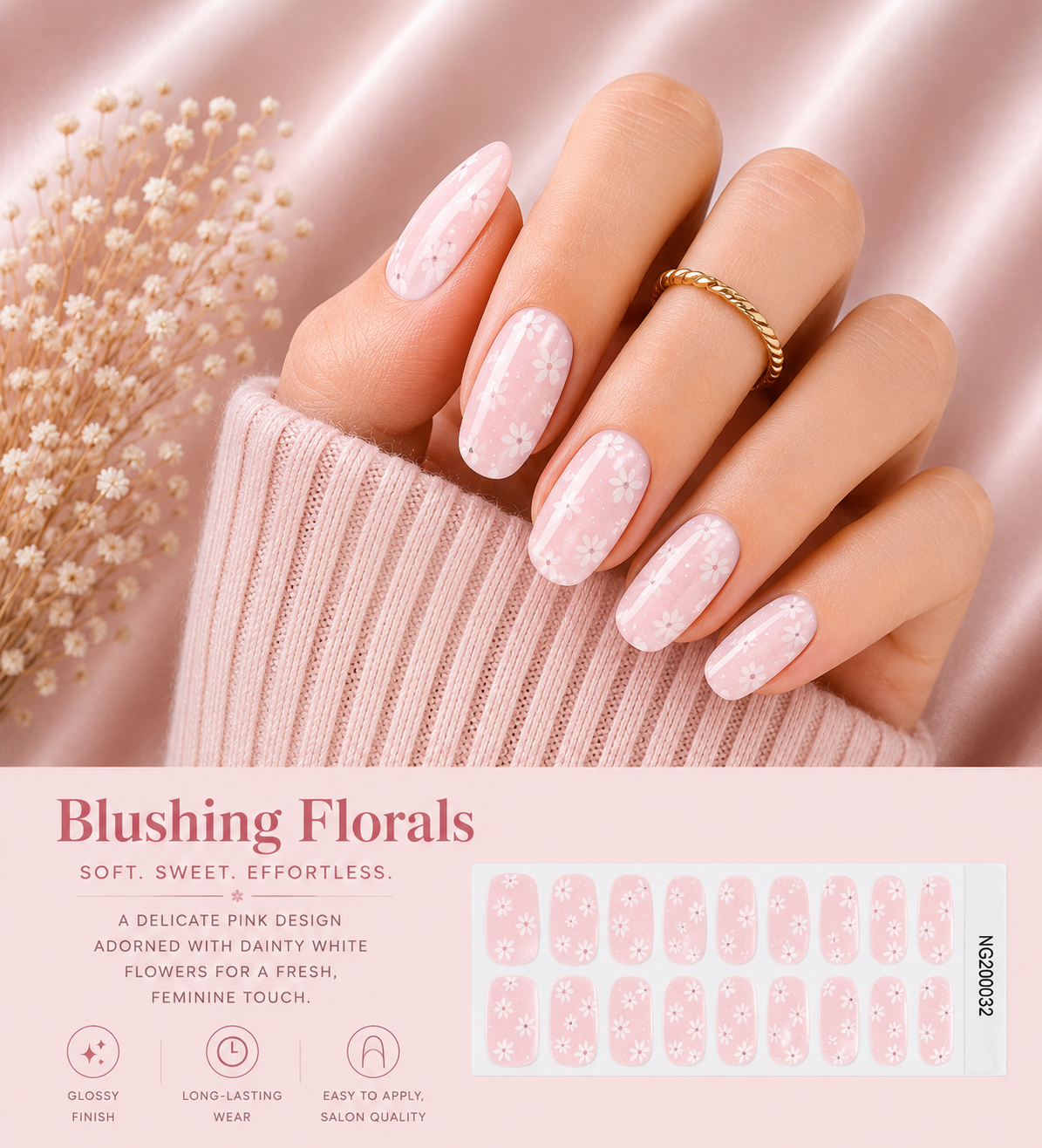 Sorelle Nails – Blushing Florals Semi Cured Gel Nail Wraps