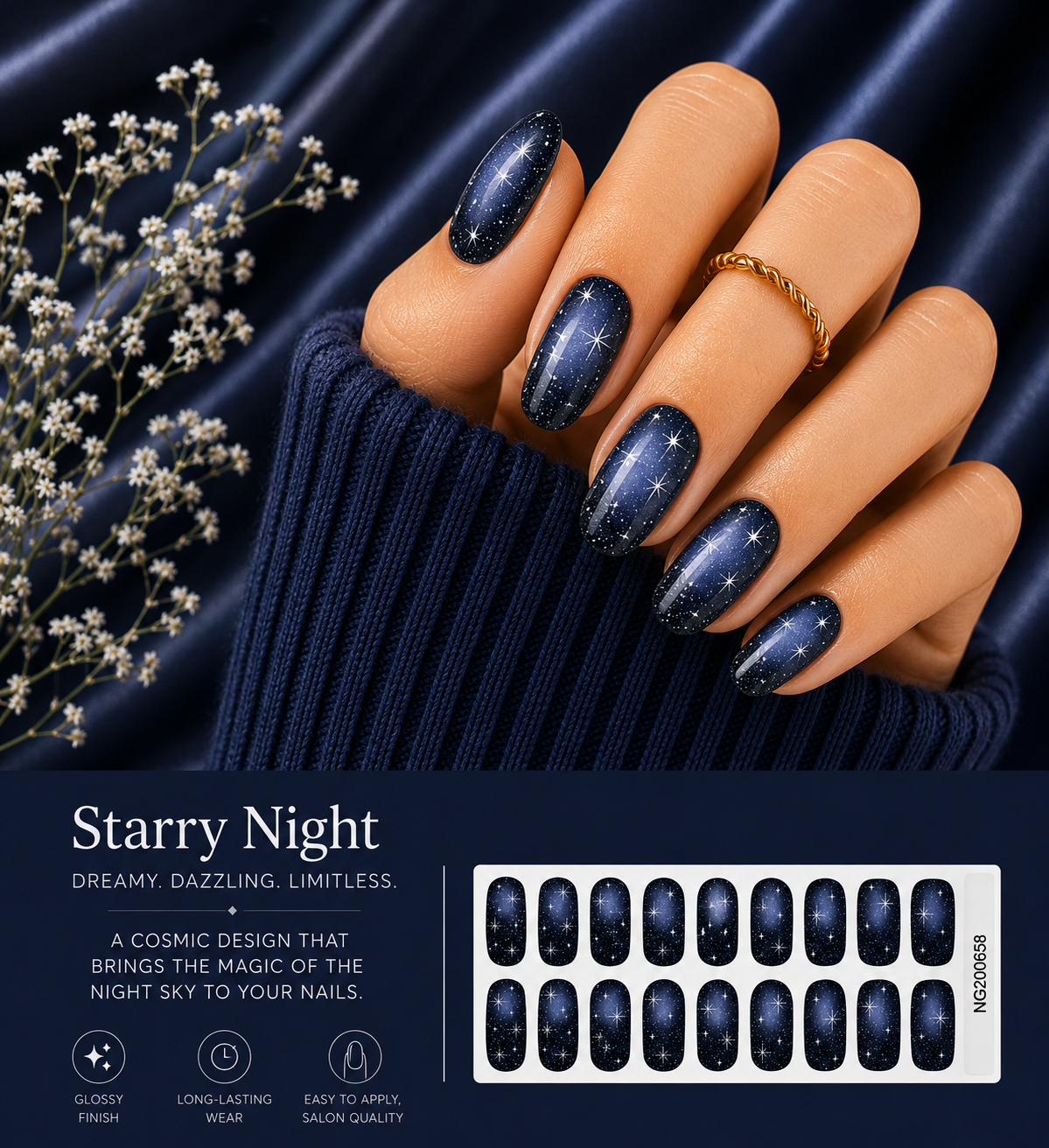 Sorelle Nails – Starry Night Semi Cured Gel Nail Wraps