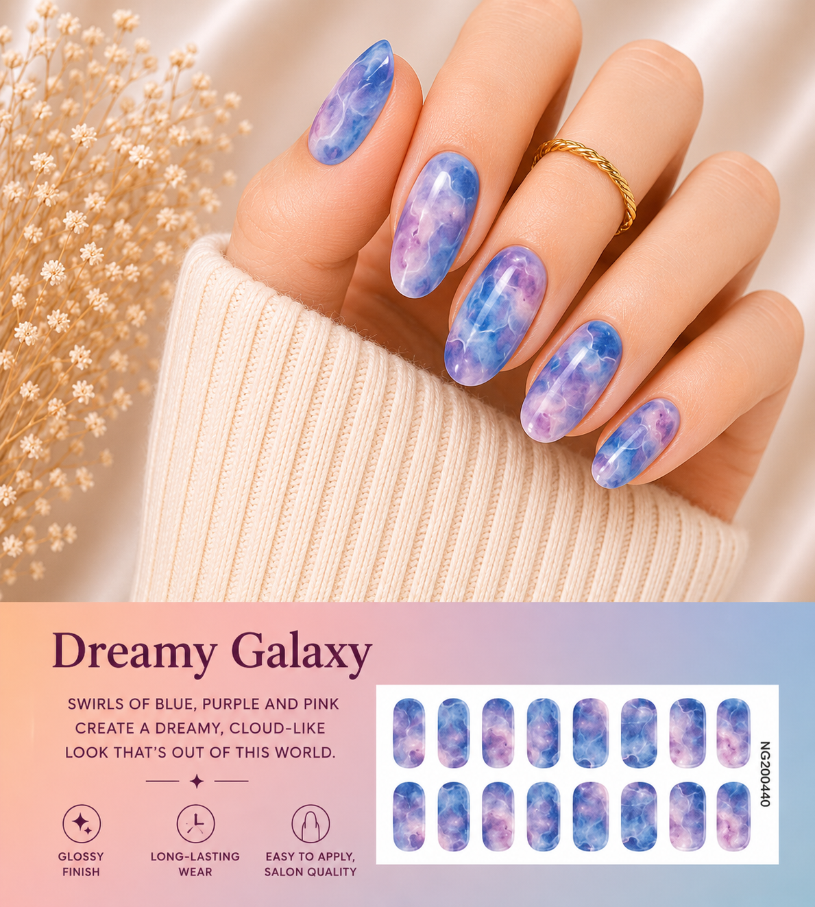 Sorelle Nails – Dreamy Galaxy Semi Cured Gel Nail Wraps