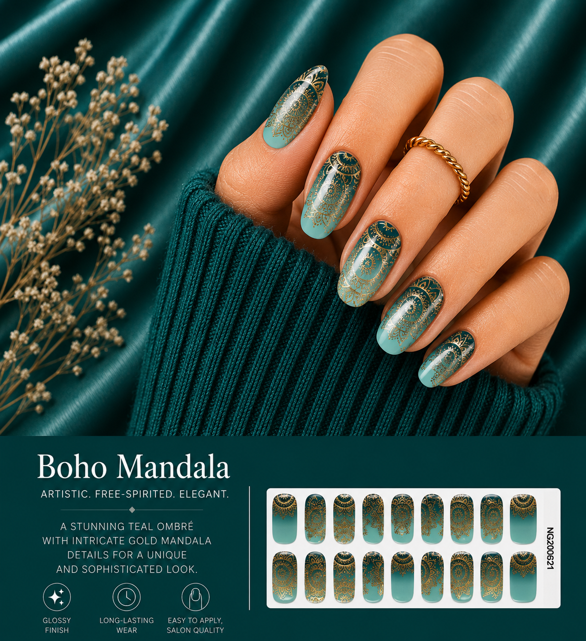 Sorelle Nails – Boho Mandala Semi Cured Gel Nail Wraps