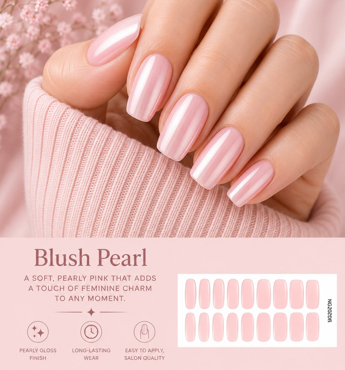 Sorelle Nails – Blush Pearl Semi Cured Gel Nail Wraps