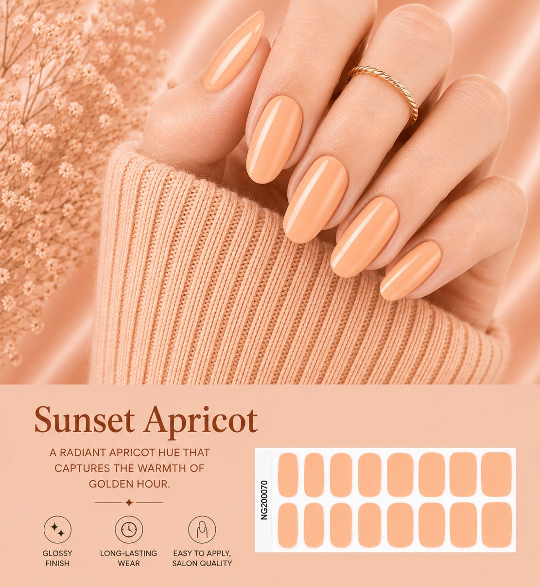 Sorelle Nails – Sunset Apricot Semi Cured Gel Nail Wraps