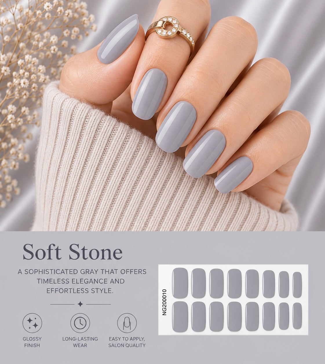 Sorelle Nails – Soft Stone Semi Cured Gel Nail Wraps