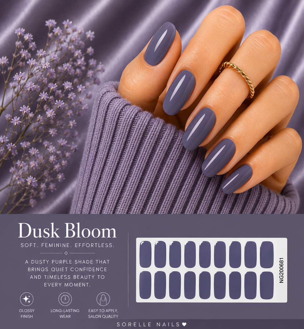 Sorelle Nails – Dusk Bloom Semi Cured Gel Nail Wraps
