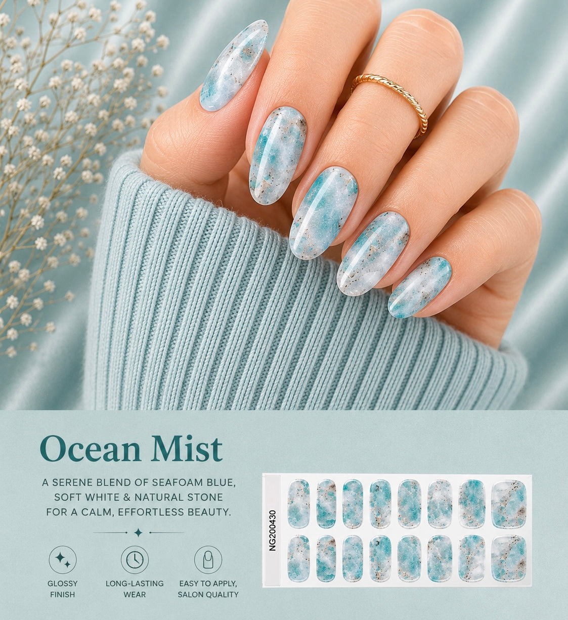 Sorelle Nails – Ocean Mist Semi Cured Gel Nail Wraps