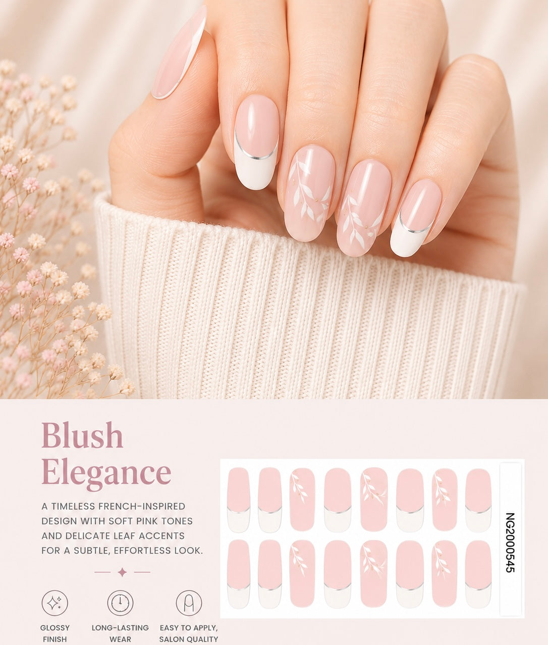Sorelle Nails – Blush Elegance Semi Cured Gel Nail Wraps
