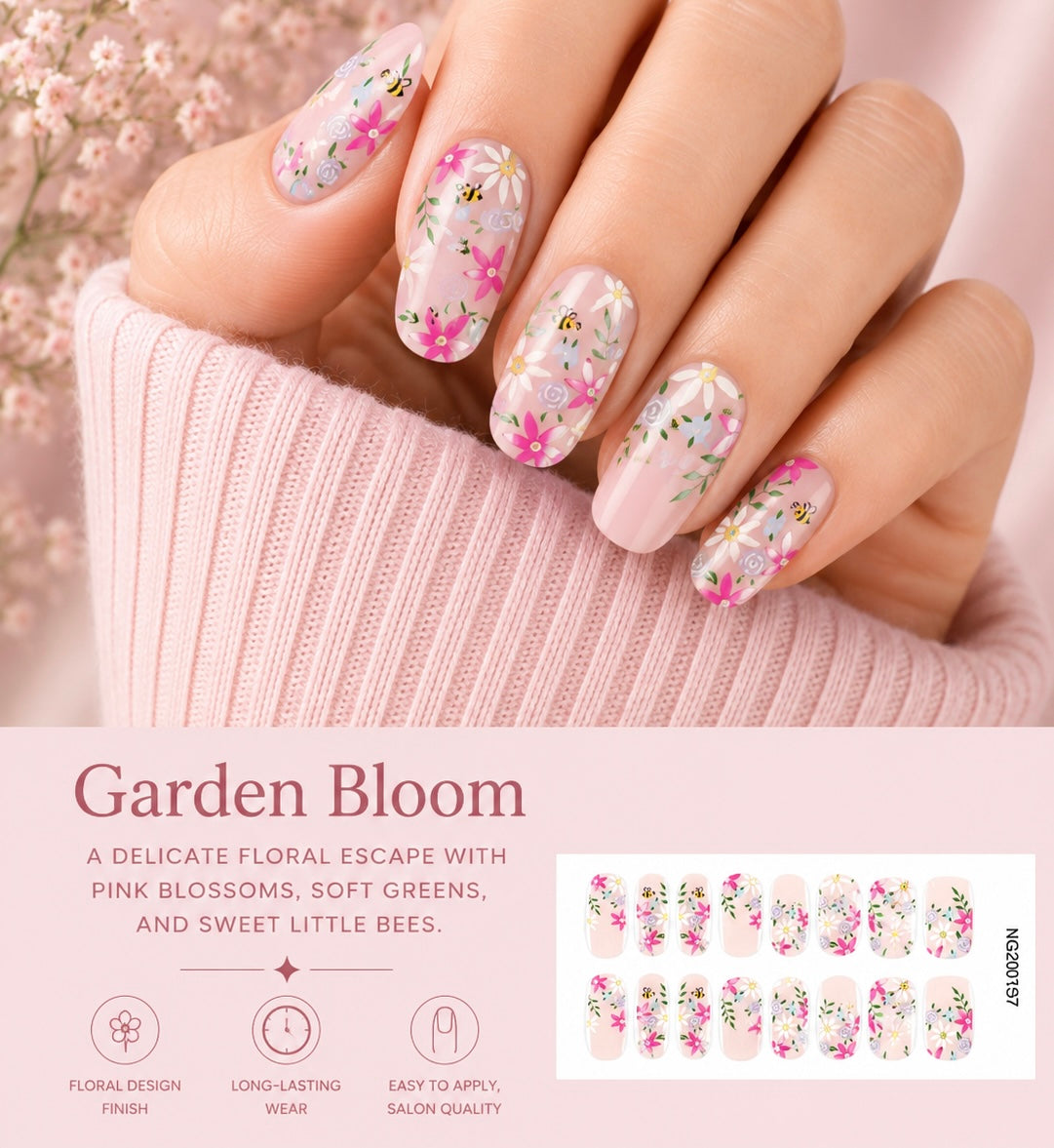 Sorelle Nails – Garden Bloom Semi Cured Gel Nail Wraps