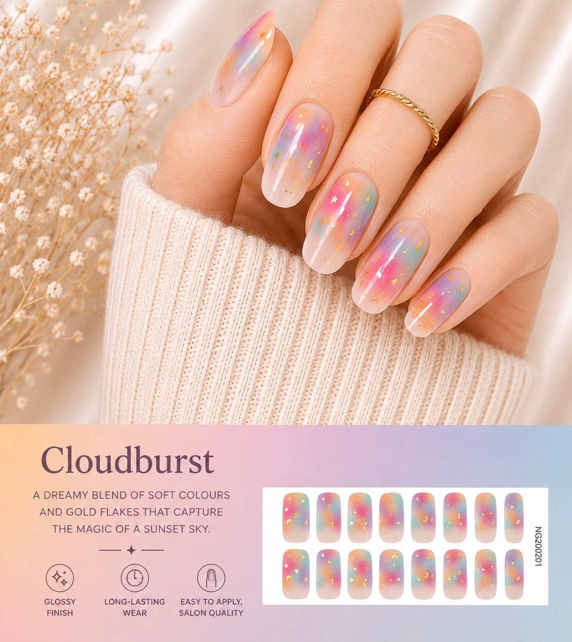 Sorelle Nails – Cloudburst Semi Cured Gel Nail Wraps