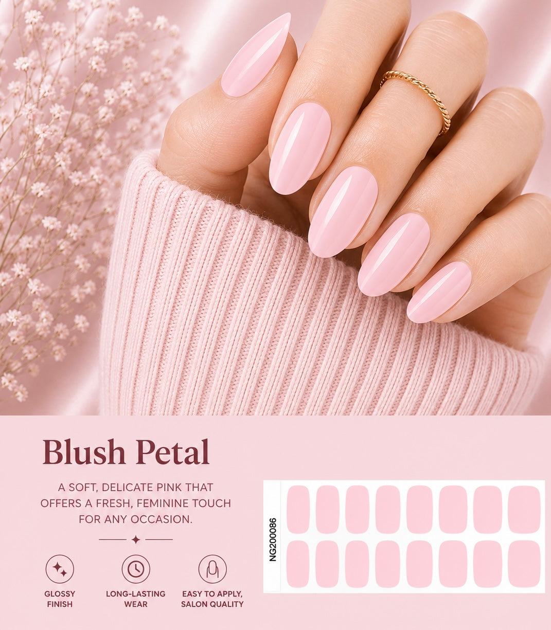 Sorelle Nails – Blush Petal Semi Cured Gel Nail Wraps