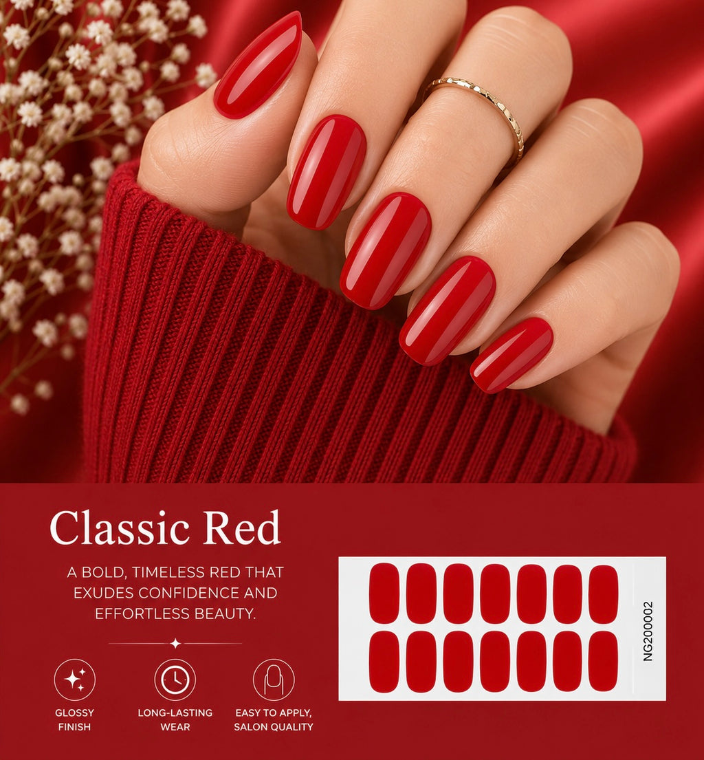 Sorelle Nails – Classic Red Semi Cured Gel Nail Wraps