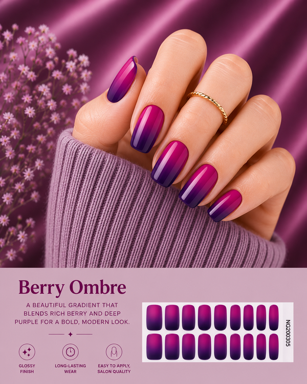 Sorelle Nails – Berry Ombre Semi Cured Gel Nail Wraps
