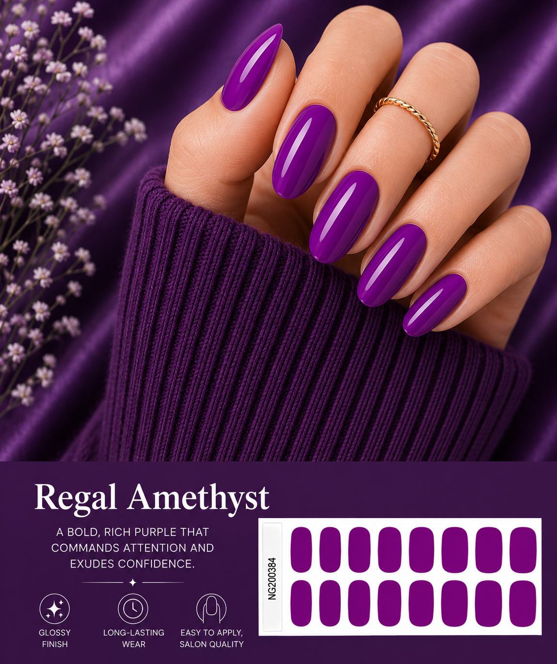 Sorelle Nails – Regal Amethyst Semi Cured Gel Nail Wraps
