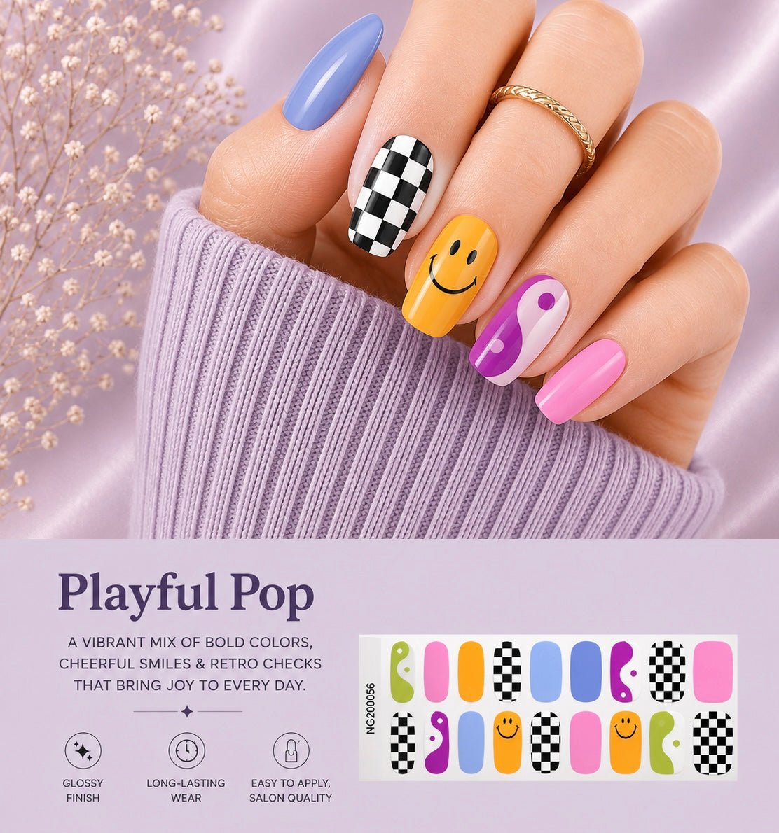 Sorelle Nails – Playful Pop Semi Cured Gel Nail Wraps
