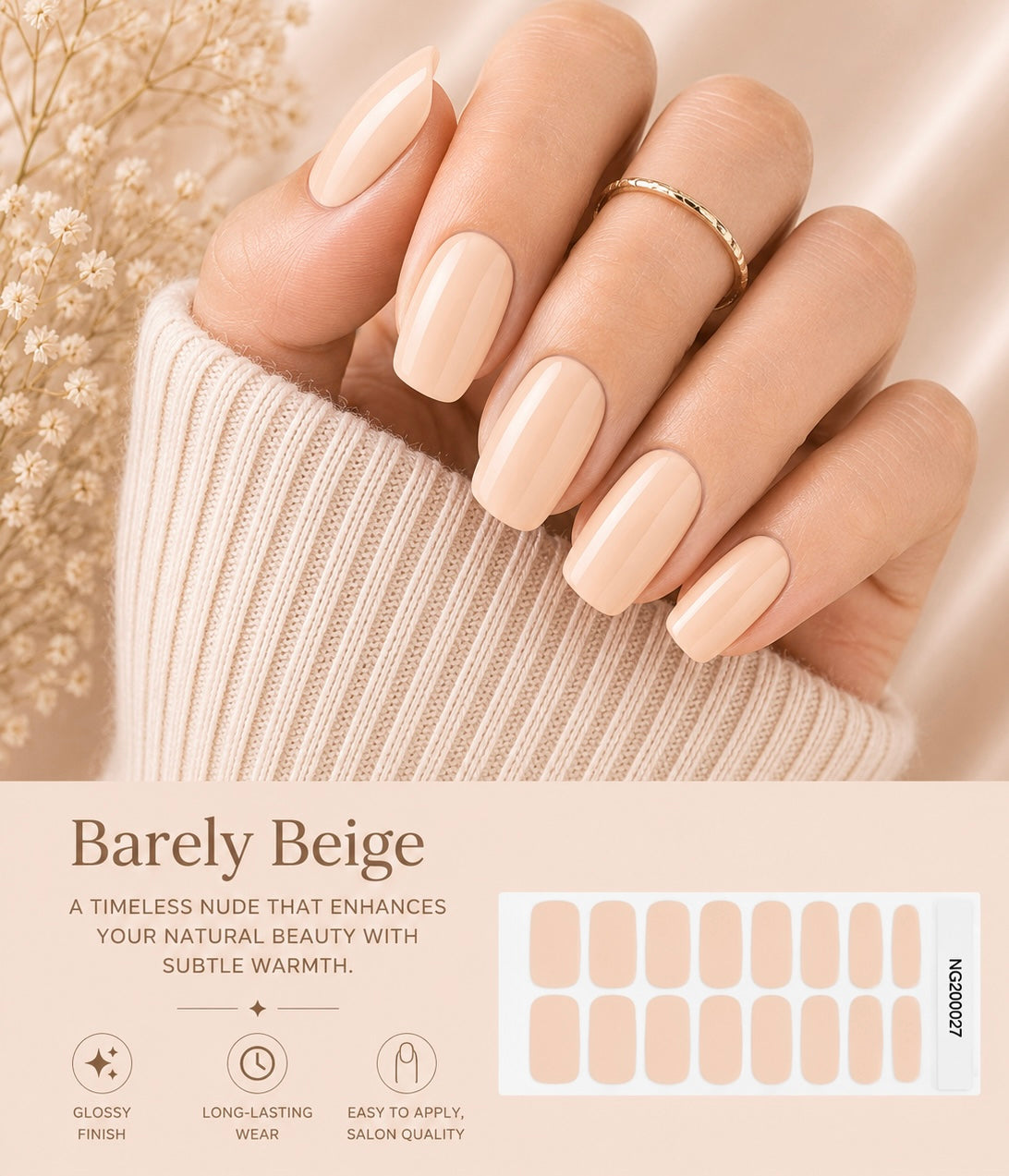 Sorelle Nails – Barely Beige Semi Cured Gel Nail Wraps