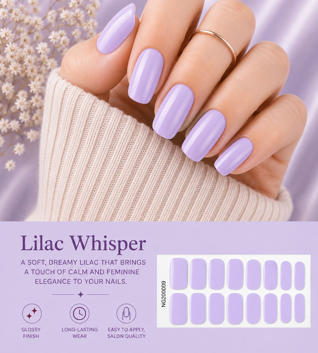 Sorelle Nails – Lilac Whisper Semi Cured Gel Nail Wraps