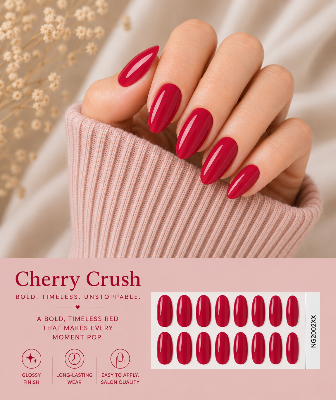 Sorelle Nails – Cherry Crush Semi Cured Gel Nail Wraps