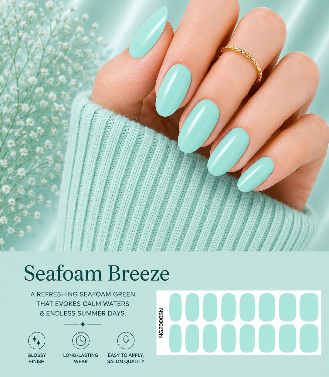 Sorelle Nails – Seafoam Breeze Semi Cured Gel Nail Wraps