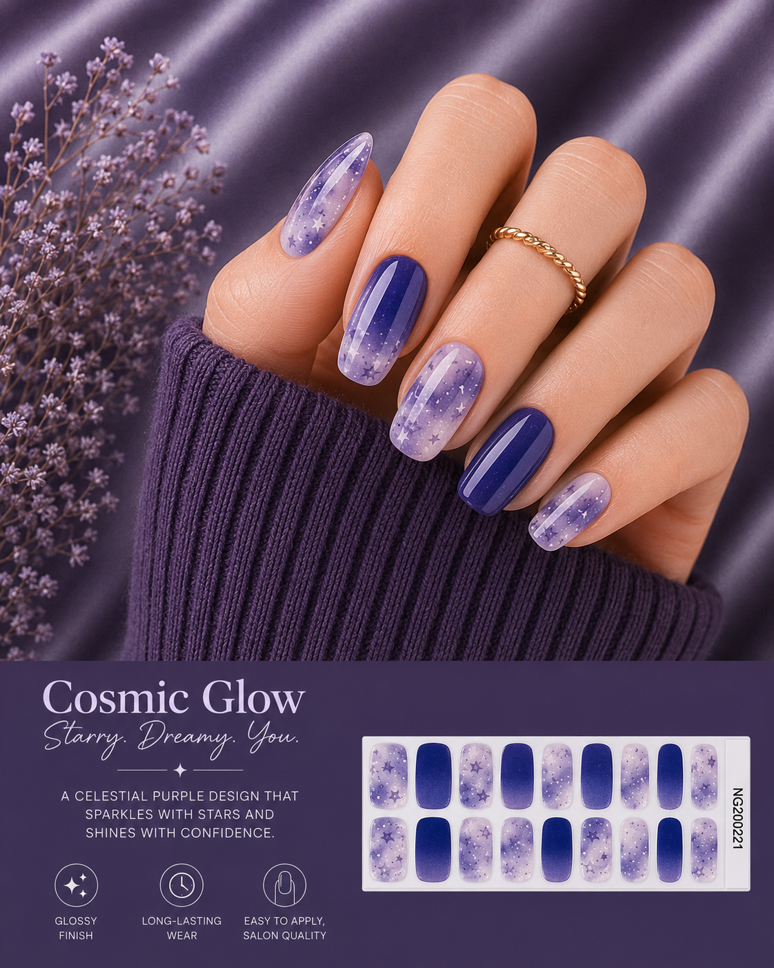 Sorelle Nails – Cosmic Glow Semi Cured Gel Nail Wraps
