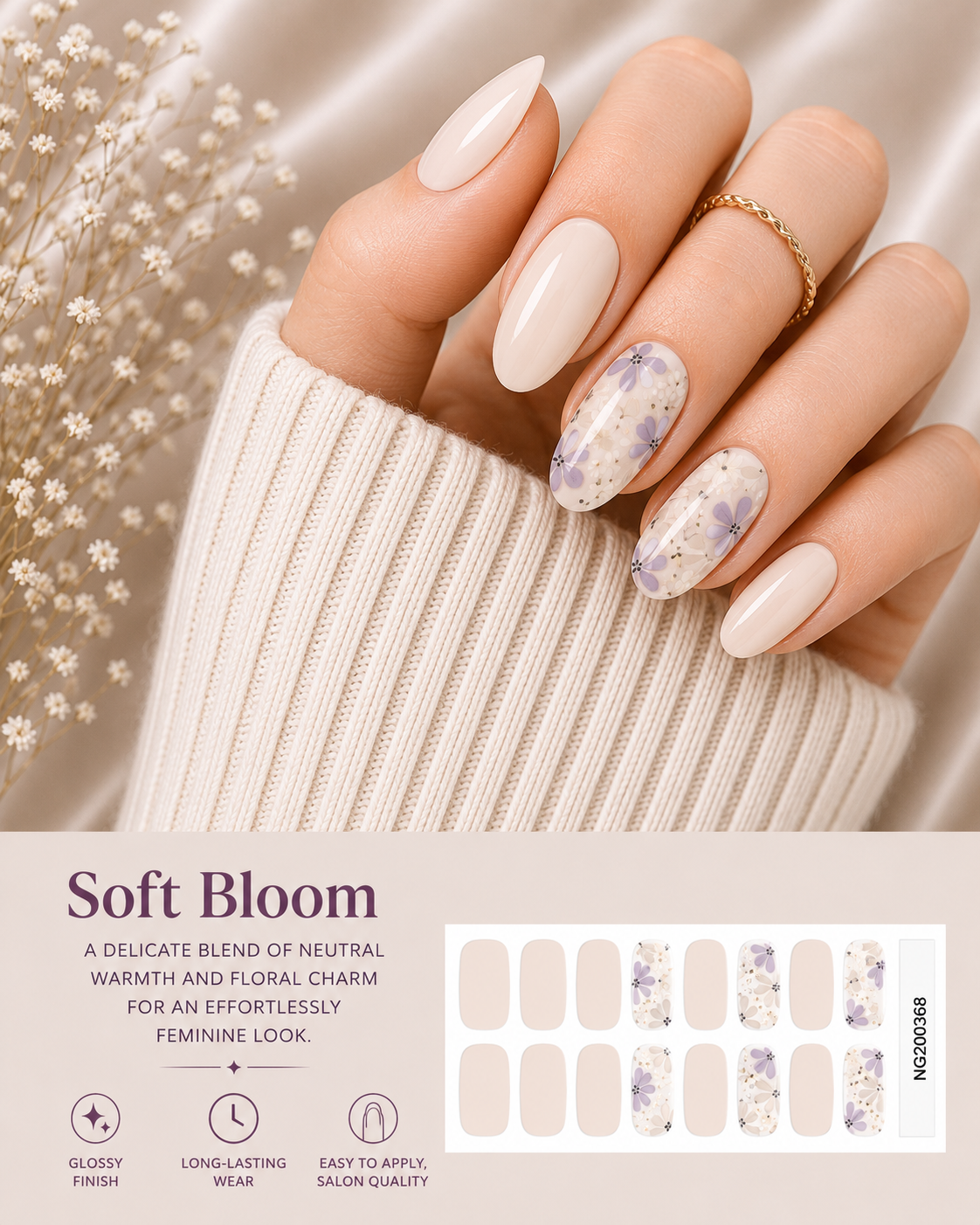 Sorelle Nails – Soft Bloom Semi Cured Gel Nail Wraps