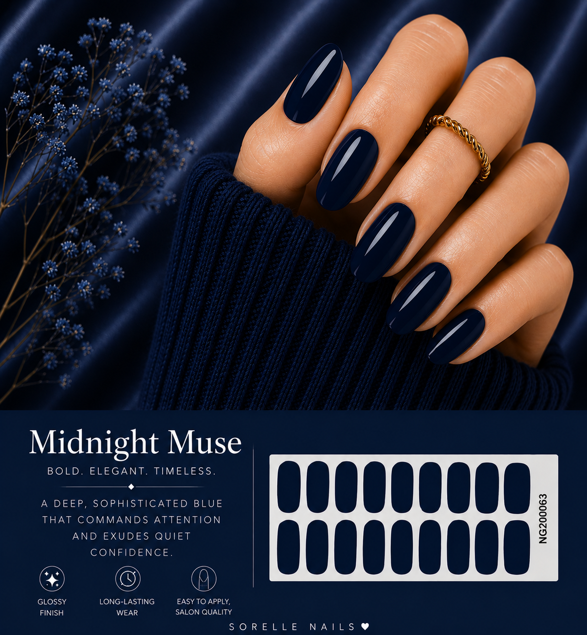 Sorelle Nails – Midnight Muse Semi Cured Gel Nail Wraps