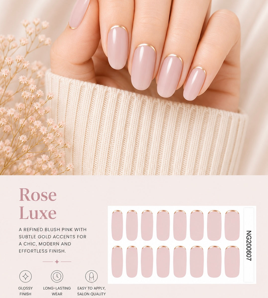 Sorelle Nails – Rose Luxe Semi Cured Gel Nail Wraps